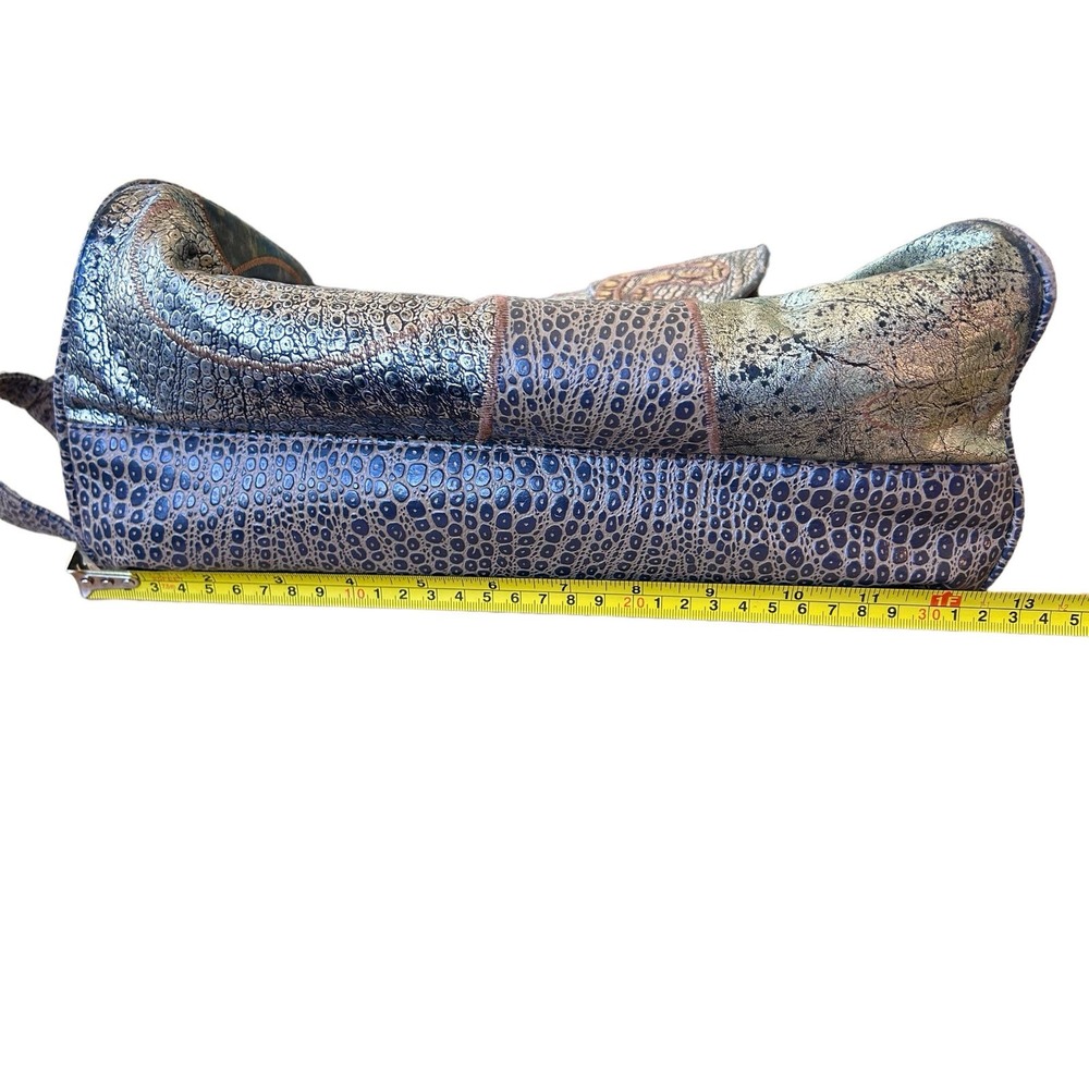Metallic Blue Patterned Shoulder Bag - Picture 16 of 16